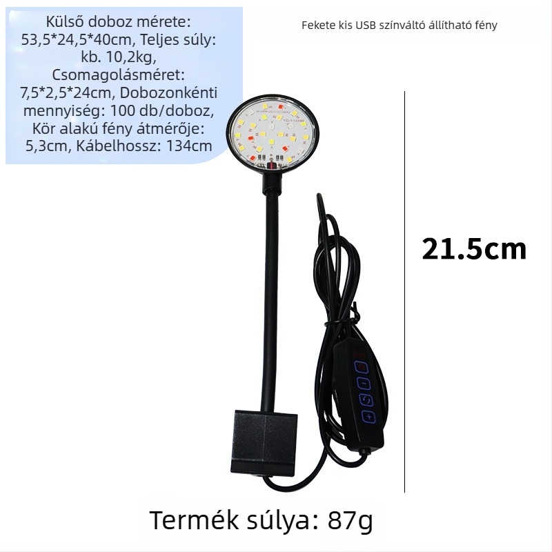 Akvarisztikus klip lámpa USB-tápellátású, dimmelhető LED, 3W