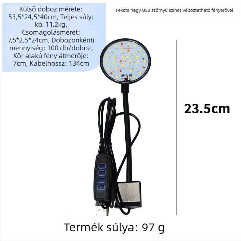 Akvarisztikus klip lámpa USB-tápellátású, dimmelhető LED, 3W