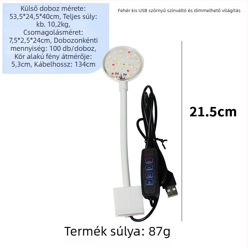 Akvarisztikus klip lámpa USB-tápellátású, dimmelhető LED, 3W