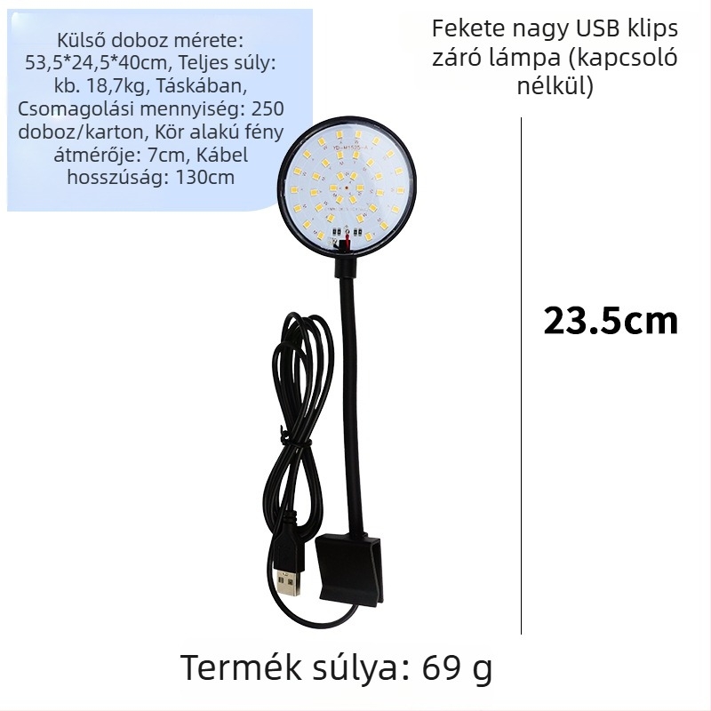 Akvarisztikus klip lámpa USB-tápellátású, dimmelhető LED, 3W