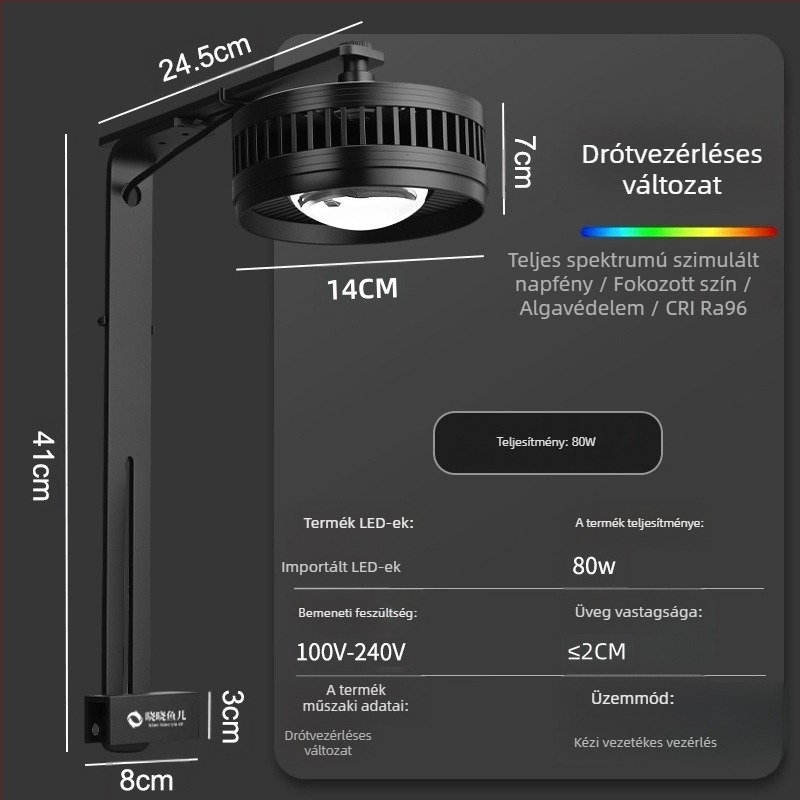 Teljes spektrumos RGB akvárium LED világítás algagátláshoz, 35–80W, aranyhalakhoz és vízi növényekhez
