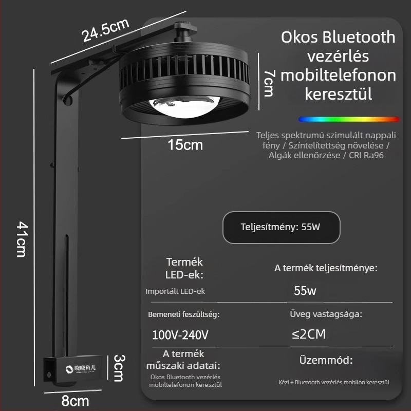 Teljes spektrumos RGB akvárium LED világítás algagátláshoz, 35–80W, aranyhalakhoz és vízi növényekhez