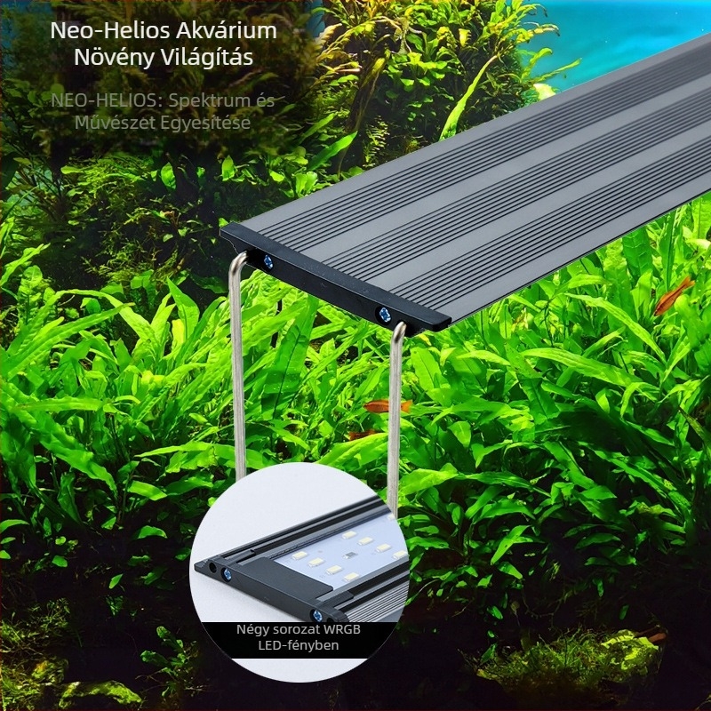 Neo akváriumi LED lámpa – teljes spektrum, 15 W, alumínium ötvözet, tömeg 2 kg.