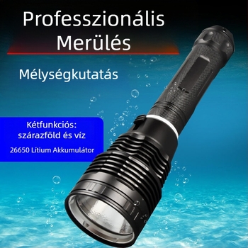 Kézi vízálló búvár LED-lámpa, 3000 lm, újratölthető 26650 akkumulátor, 4,2 V, vízálló