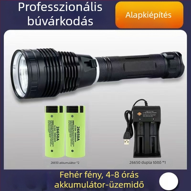Kézi vízálló búvár LED-lámpa, 3000 lm, újratölthető 26650 akkumulátor, 4,2 V, vízálló