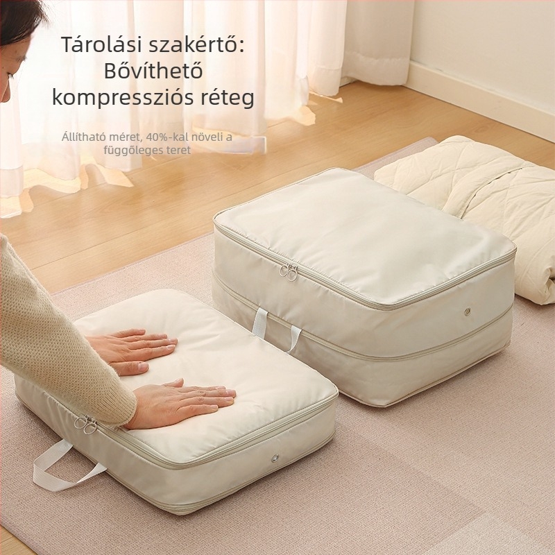 Kompressziós tároló tasak pehelykabátok és paplanok tárolására, por- és vízálló, utazáshoz