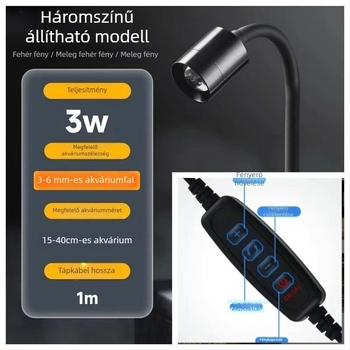 LED akváriumi spotlámpa három időzítővel halak és vízi növények számára