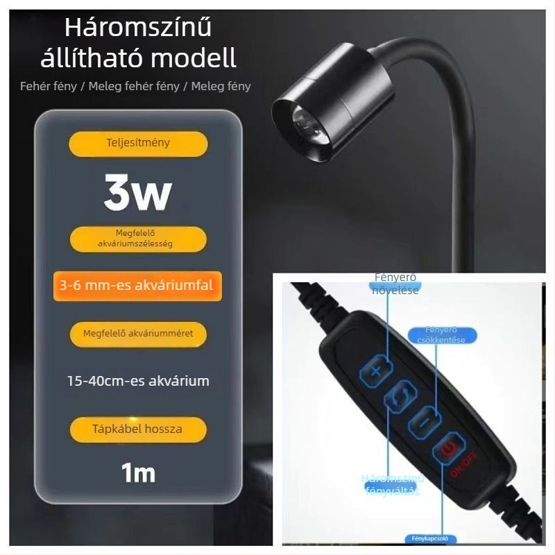 LED akváriumi spotlámpa három időzítővel halak és vízi növények számára
