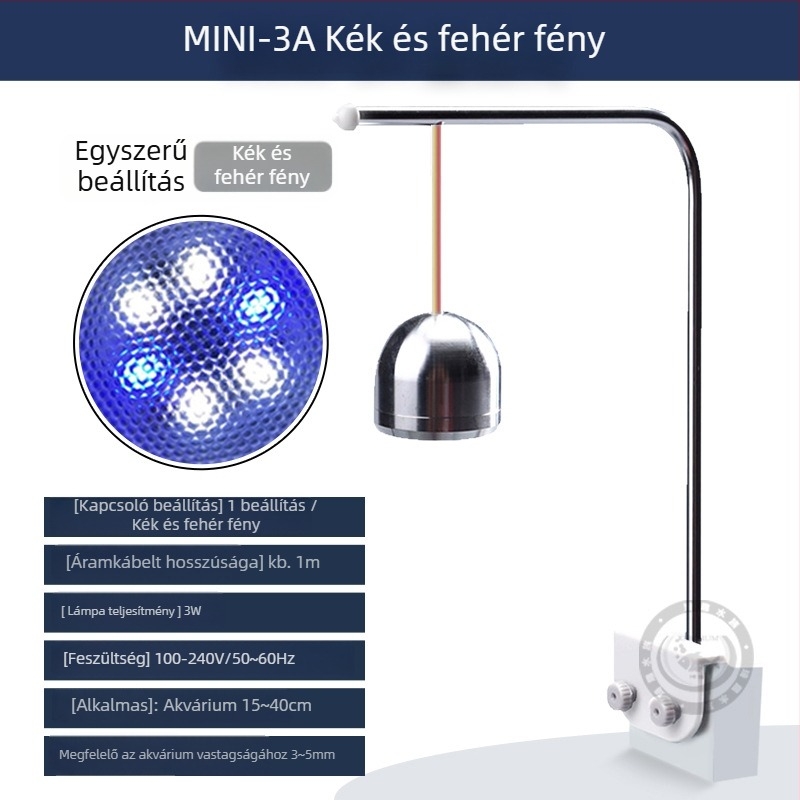 Xinma LED akváriumi világítás csíptetővel, alumínium ötvözet, 3–5W, 300 g