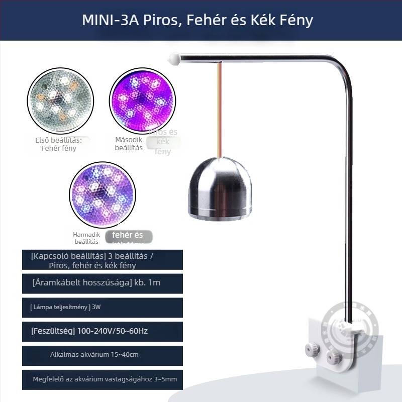 Xinma LED akváriumi világítás csíptetővel, alumínium ötvözet, 3–5W, 300 g