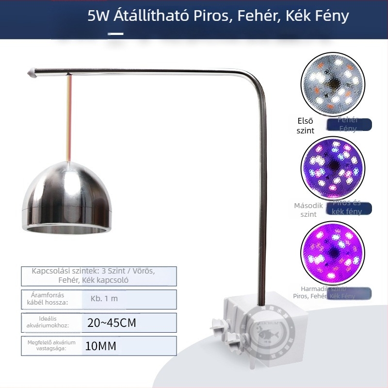 Xinma LED akváriumi világítás csíptetővel, alumínium ötvözet, 3–5W, 300 g