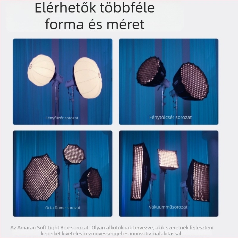Fénydiffúzor-készlet fotózáshoz gyors szereléssel, több formájú diffúzorok (nyolcszög, négyzet, csík), nemszőtt anyag