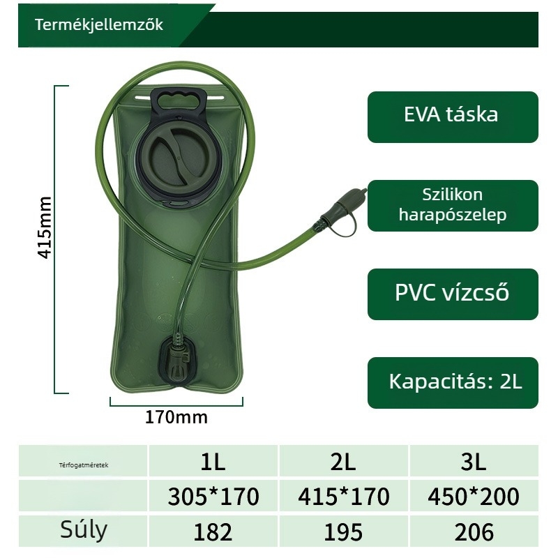 Kültéri víztartó táska túrázáshoz és kerékpározáshoz – EVA/TPU anyag, 2000 ml kapacitás, kültéri stílus, Peak Journey Outdoor