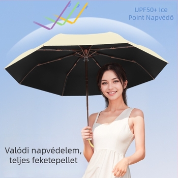 Nap- és esőálló ernyő fényblokkoló, hőszigetelő bevonattal; automatikus nyitás; 8 bordás alumínium váz; 210T vászon; logó nyomtatás