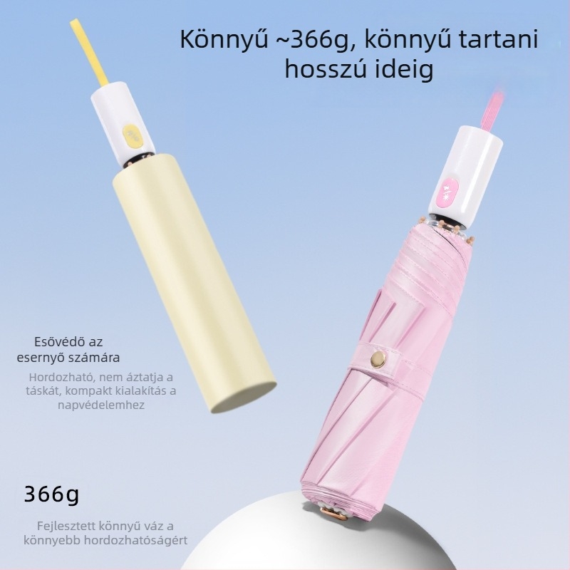 Nap- és esőálló ernyő fényblokkoló, hőszigetelő bevonattal; automatikus nyitás; 8 bordás alumínium váz; 210T vászon; logó nyomtatás