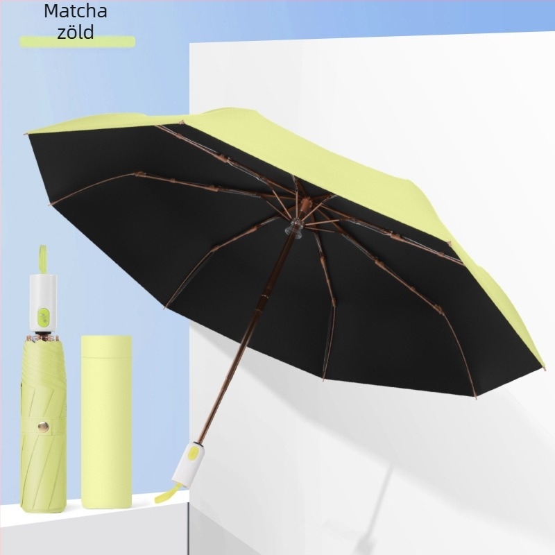 Nap- és esőálló ernyő fényblokkoló, hőszigetelő bevonattal; automatikus nyitás; 8 bordás alumínium váz; 210T vászon; logó nyomtatás