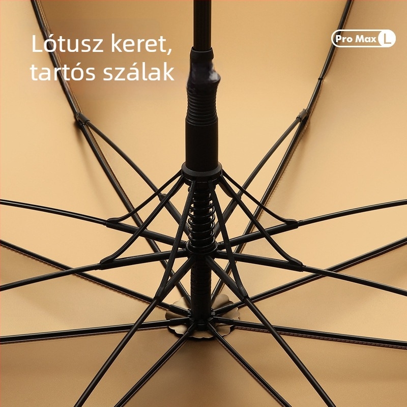 Golf esernyő hosszú tömörfa fogantyúval, 8 bordával, UV védelem UPF 50+, testreszabható logó, manuális nyitás-zárás