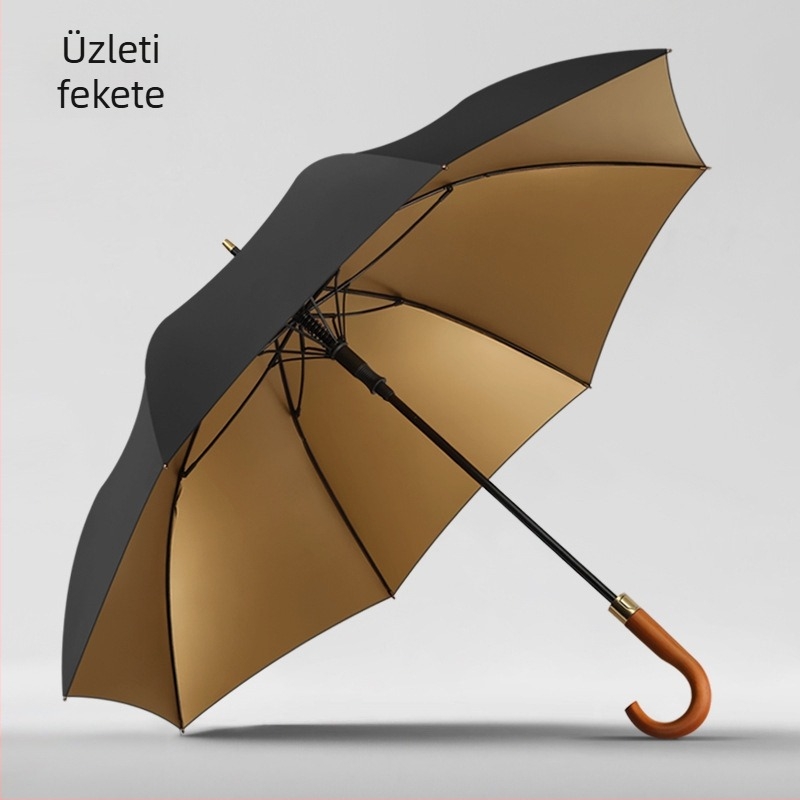 Golf esernyő hosszú tömörfa fogantyúval, 8 bordával, UV védelem UPF 50+, testreszabható logó, manuális nyitás-zárás