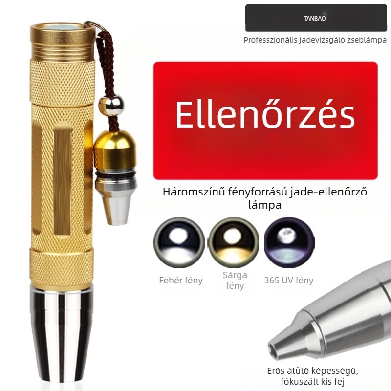 Újratölthető LED zseblámpa jáde azonosításához – 10W, 4200 mAh akkumulátor, LED fény, hatótáv 50 m-ig