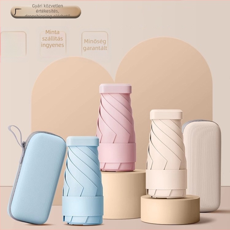 Kapszula alakú napernyő UPF >50 védelem, hat bordázat, 210T anyag, kézi nyitás