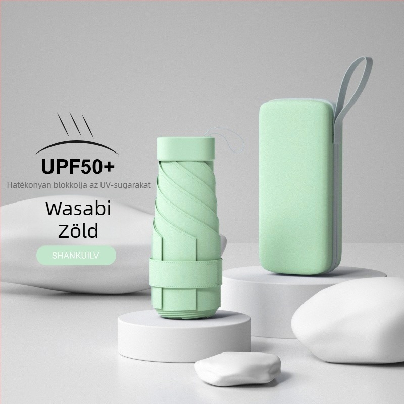 Kapszula alakú napernyő UPF >50 védelem, hat bordázat, 210T anyag, kézi nyitás