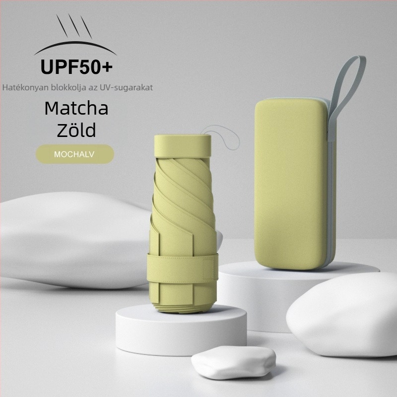 Kapszula alakú napernyő UPF >50 védelem, hat bordázat, 210T anyag, kézi nyitás