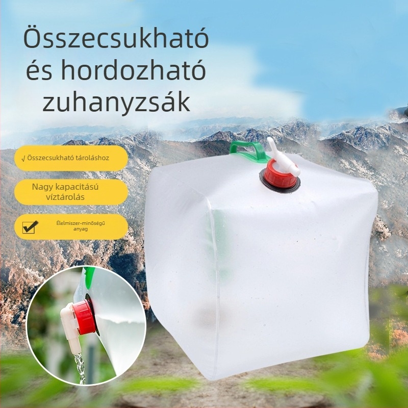 10 L-es PVC kültéri hajtogatható víztároló zsák, hordozható