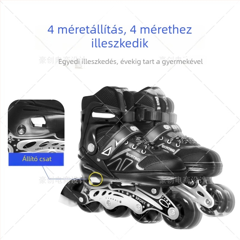 Felnőtt inline korcsolyák teljesen puha felsőrésszel, állítható gyorskorcsolyázó cipők gyerekeknek és diákoknak