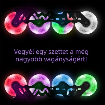 Kopásálló görkorcsolya kerék LED világítással, PU-gumi, felnőtteknek és gyerekeknek