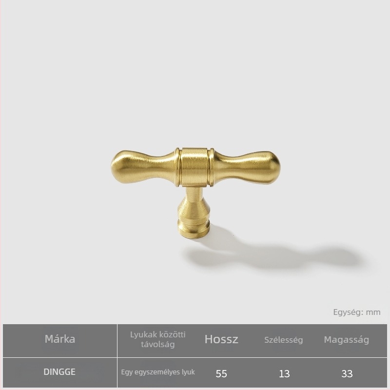 Dingge szekrényajtó fogantyú, Modell 6071, sárgaréz, öntvény, modern letisztult stílus