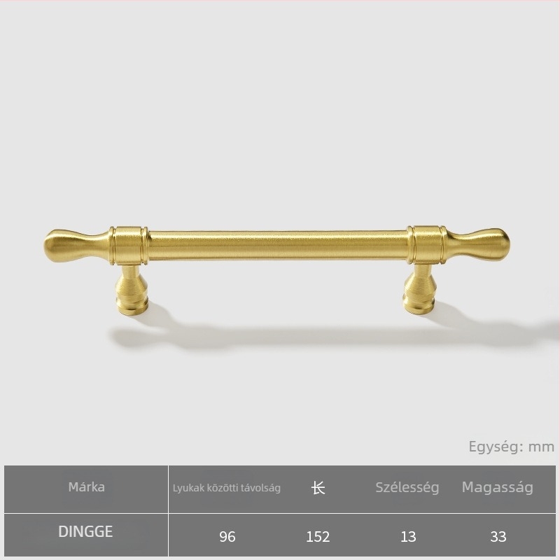 Dingge szekrényajtó fogantyú, Modell 6071, sárgaréz, öntvény, modern letisztult stílus