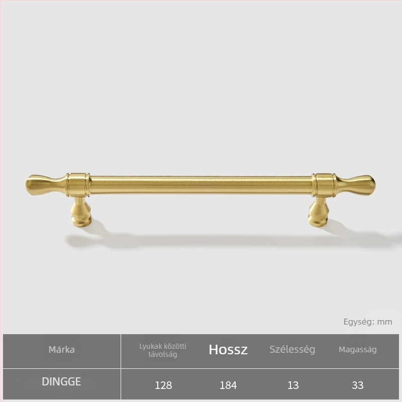 Dingge szekrényajtó fogantyú, Modell 6071, sárgaréz, öntvény, modern letisztult stílus