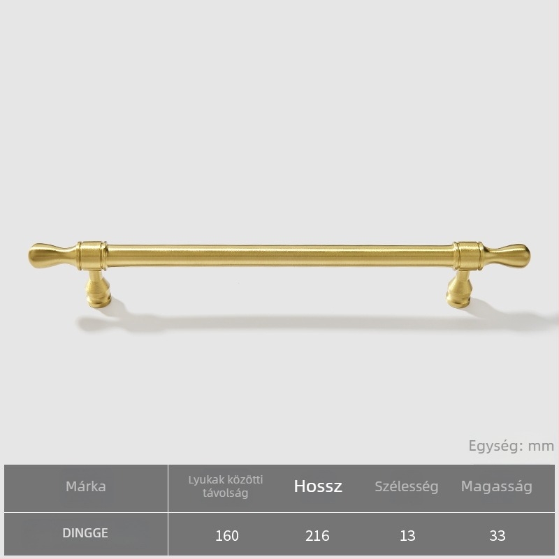 Dingge szekrényajtó fogantyú, Modell 6071, sárgaréz, öntvény, modern letisztult stílus