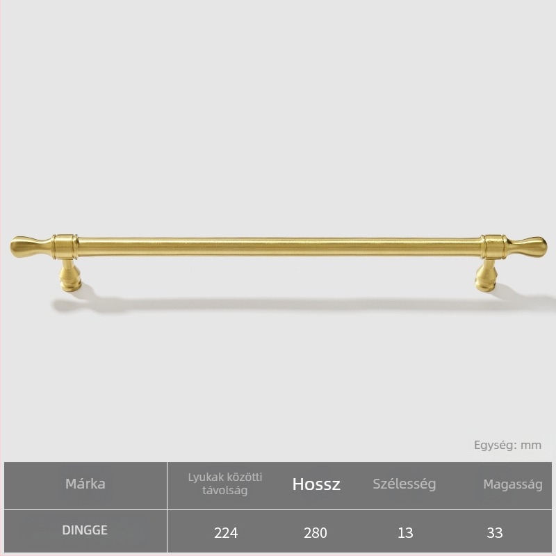 Dingge szekrényajtó fogantyú, Modell 6071, sárgaréz, öntvény, modern letisztult stílus