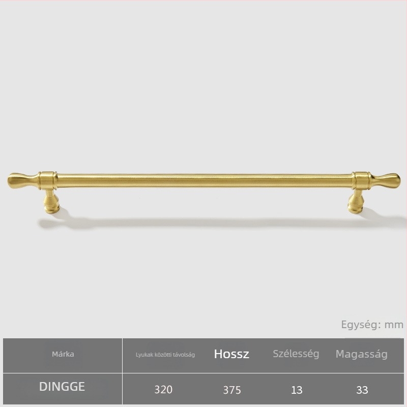 Dingge szekrényajtó fogantyú, Modell 6071, sárgaréz, öntvény, modern letisztult stílus