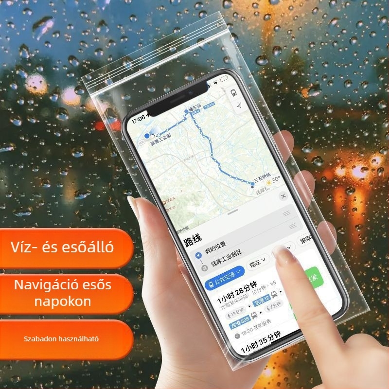 Egyszer használatos vízálló telefon-táska, vastag átlátszó tok, por- és homokálló, érintőképernyő-kompatibilis, zipzáras vízálló tasak kiszállítók számára