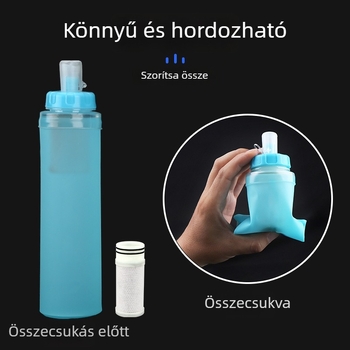 Összecsukható vízszűrős palack szabadidős tevékenységekhez: túrázás, futás, kerékpározás, 300/400/500 ml