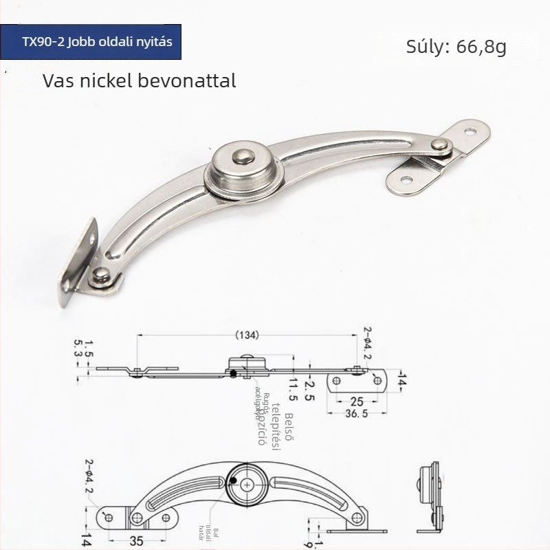 Szekrényajtó korlátozó, modell Tx90-2, rozsdamentes acél, Gurui márka, modern minimalista stílus