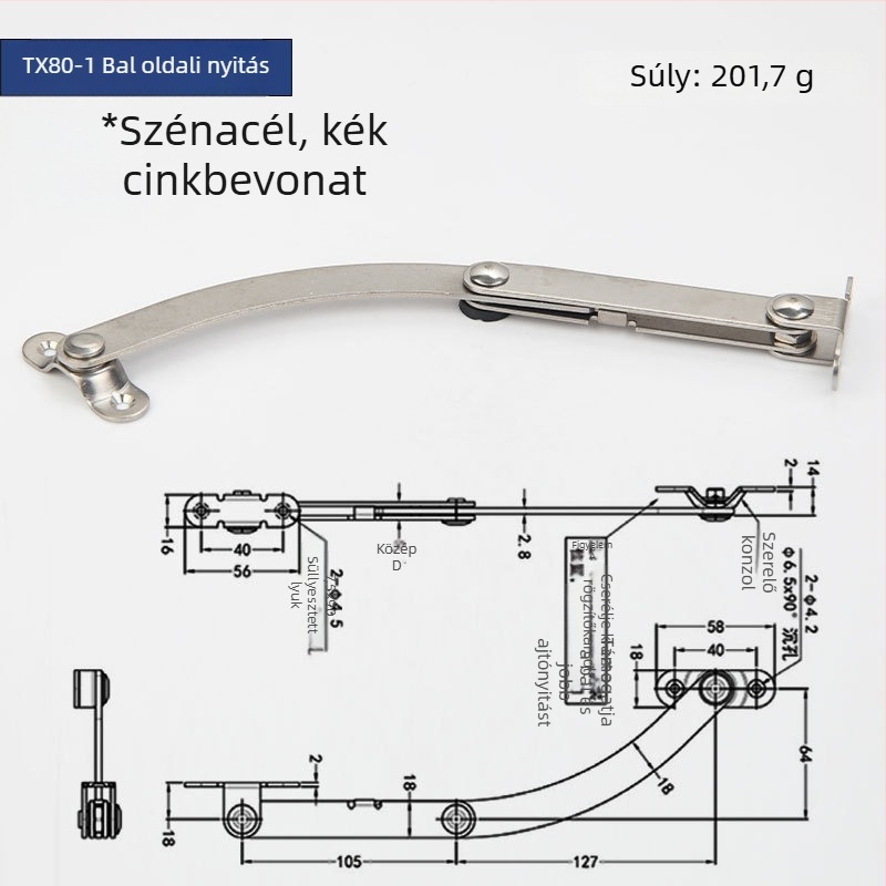 Szekrényajtó korlátozó, modell Tx90-2, rozsdamentes acél, Gurui márka, modern minimalista stílus