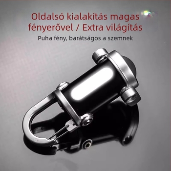 Multifunkcionális vízálló hordozható zseblámpa kulcstartóval, szilikon test, LED, újratölthető, kézzel hajtva