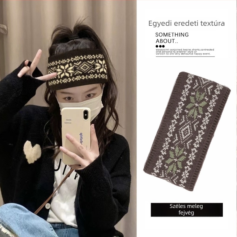 Vintage női kötött fejpánt – meleg, masni alakú fejfedő, az őszi 2025 szezonhoz