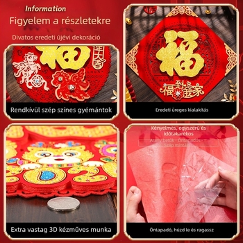 Háromdimenziós üreges filc szerencsejel ajtómatrica – A ló éve