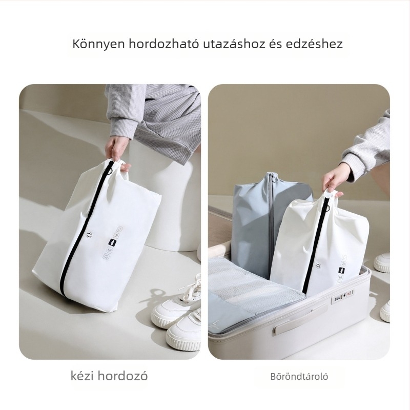 Utazási cipő tároló táska kubikus formájú, nylonból, többfunkciós, utazási tároláshoz, modern minimál stílus