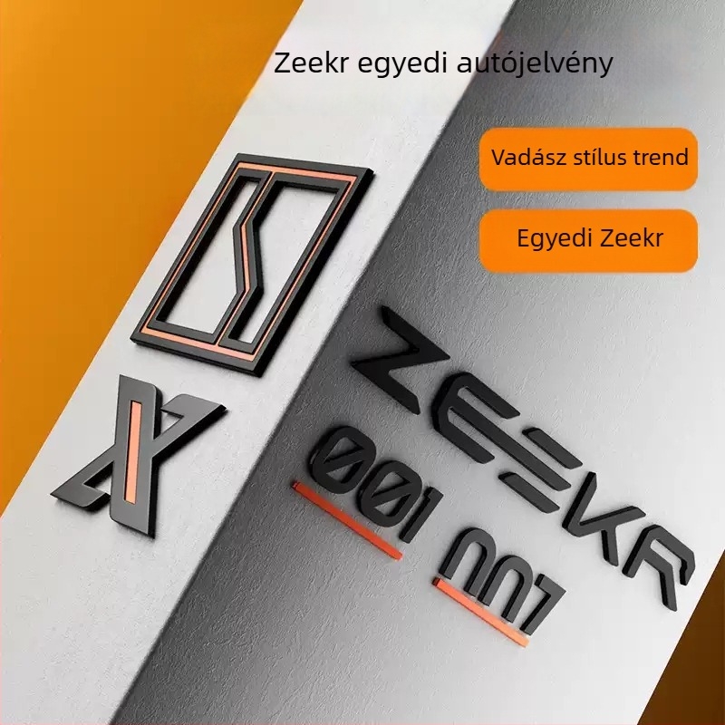 Zeekr 001/007 karosszériás matrica – cinkötvözet, ragasztóval történő felszerelés, LEIXIN, matt fémhatás, sportos stílus