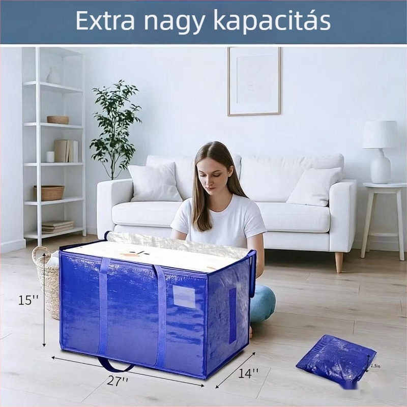Utazási és költöztető tároló táska, összehajtható, nagy kapacitású, PE anyagú, vízálló, kopásálló