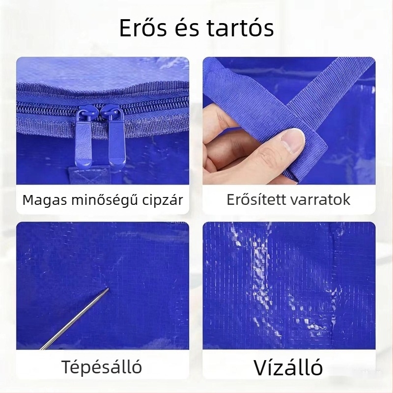 Utazási és költöztető tároló táska, összehajtható, nagy kapacitású, PE anyagú, vízálló, kopásálló