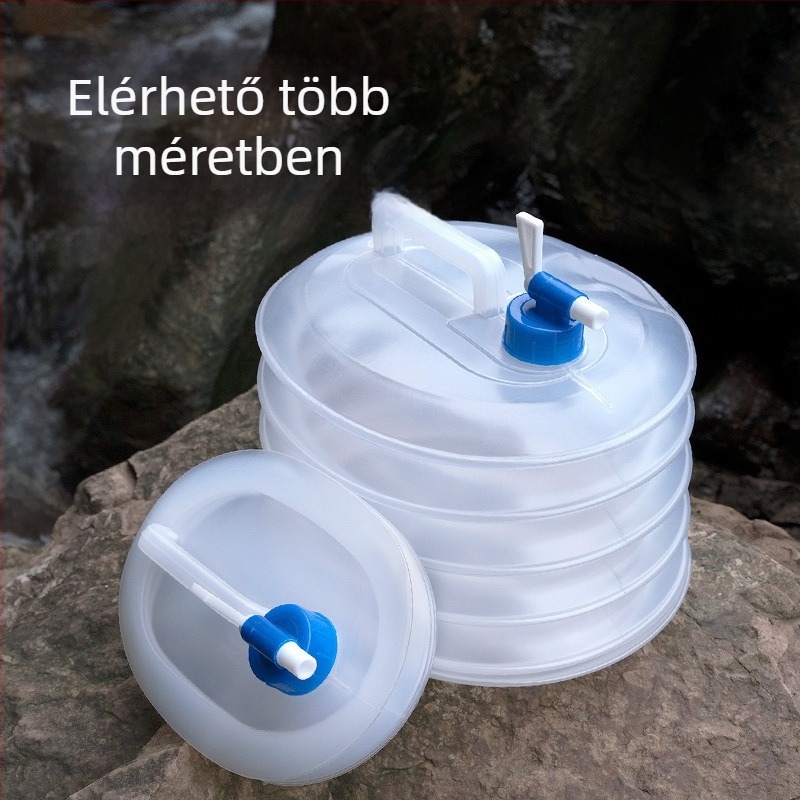 Összecsukható PE víztáska – élelmiszer-minőségű, összecsukható víztároló kültéri használatra, hordozható autóval történő kempingezéshez