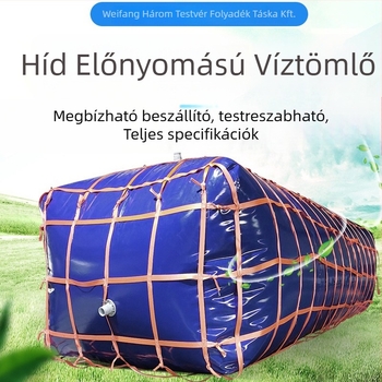 PE víztároló zsák, nagy kapacitású, összecsukható, puha kivitelű, tűzoltói vészhelyzetekhez való víztárolásra, szennyvíz- és híd előkompressziójára