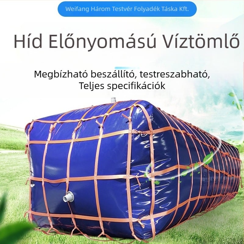 PE víztároló zsák, nagy kapacitású, összecsukható, puha kivitelű, tűzoltói vészhelyzetekhez való víztárolásra, szennyvíz- és híd előkompressziójára