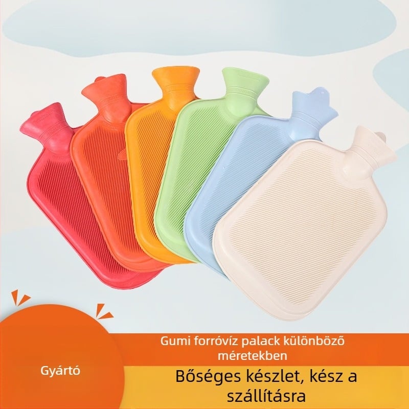 Vízbefecskendezéses melegvíz-táska, gumitest, flanel huzat, kézmelegítő, modern stílus